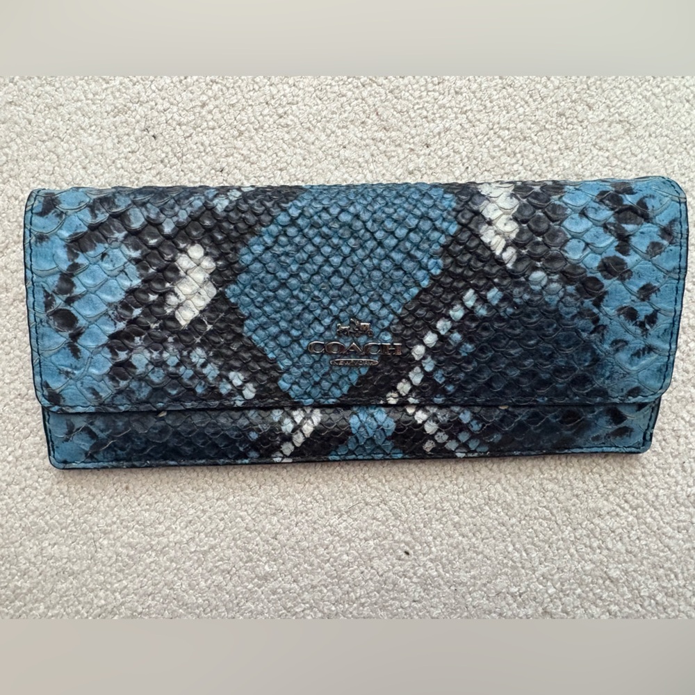 Coach Blue and Black Snakeskin Clutch